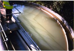 Settling tanks in Alexandra park separating liquid from the solid matter.